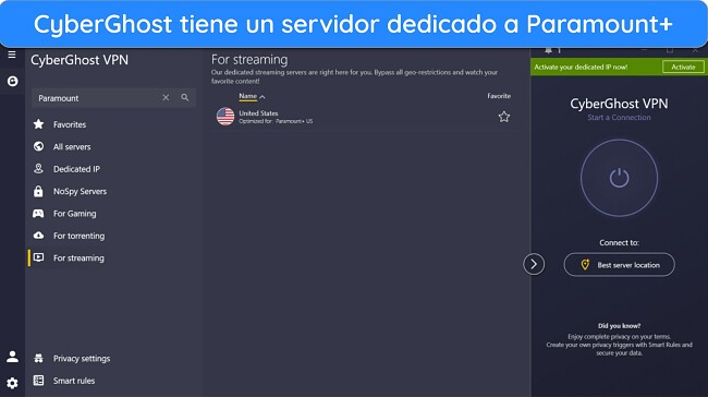 Imagen de una máscara con el texto: 'Cómo ver Parmount+ con los servidores dedicados de streaming de CyberGhost'