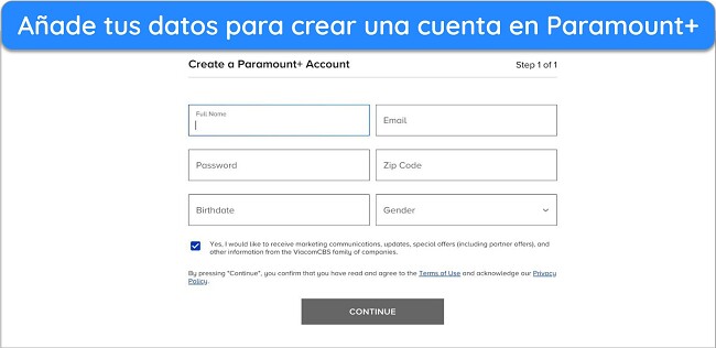 Máscara sobre fondo abstracto con texto 'Cómo ver Paramount Plus desde cualquier lugar: crear cuenta